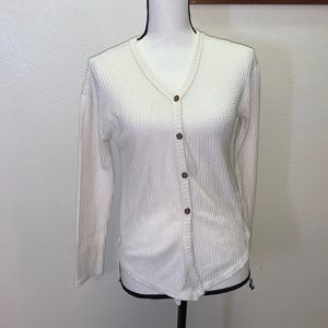 Love Glam Girl cream soft knit button Down shirt